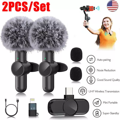 2pcs Mini Lavalier Wireless Microphone Audio Video Recording For Android/iphone • $18.69