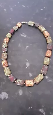 Vintage Scottish Agate Glass Square Beaded Necklace • £9.99