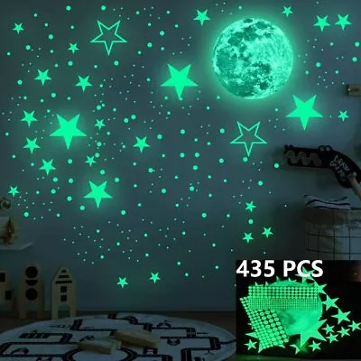 435Pcs Glow In The Dark Luminous Stars Moon Wall Stickers Kid Ceiling Room Decor • $9.47