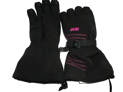 Head Ski Gloves Black With Pink Trim Zipper Vent Waterproof Breathable Large • $8