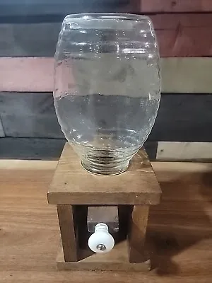 Vintage Wooden Mason Jar Gum Candy Marble Peanut Dispenser Rustic Look • $24.99