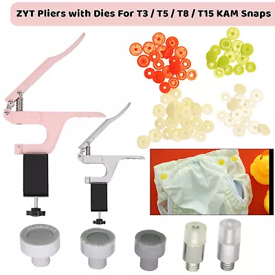 ZYT Plier And Dies For Fixing KAM Snap Poppers Buttons Raincoat Clothing Crafts • £29.89