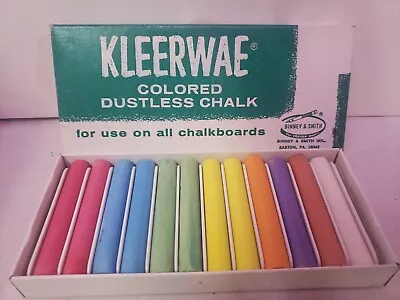 Vintage Kleerware Colored Dustless Chalk Binney & Smith Complete  Nos No 8012 • $22.99