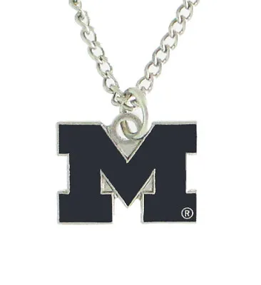 University Of Michigan Wolverines NCAA Aminco Silver Tone Necklace & Pendant • $8.96