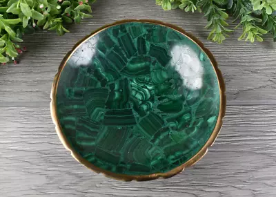 Large Malachite Dish Round Malachite Bowl From Congo  14.8 Cm   # 18029 • $74.66