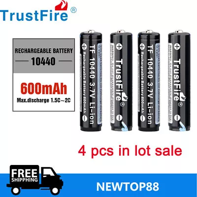 NEW Trustfire 4Pcs 10440 600mAh 3.7V Rechargeable Li-ion Battery Long Lifespan • $15.99