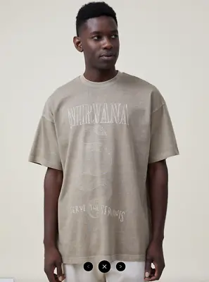 Men's Nirvana Tee Shirt LCN License Oversized Vintage Look Band T-Shirt L/XL • $39.99