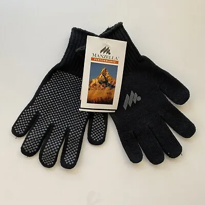 NOS Manzella Performance Grip Gloves Size Medium Unisex Charcoal Black Vintage • $24.99