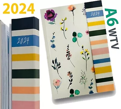 2024 Diary A6 Family Organiser Week To View Diary Floral Magnetic Cover HOME UK • £5.99