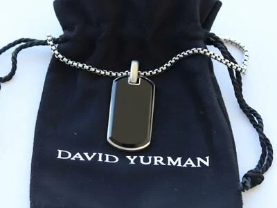 $495 • Buy David Yurman Sterling Silver 35mm Streamline Dog Tag Pendant W/ Black Onyx