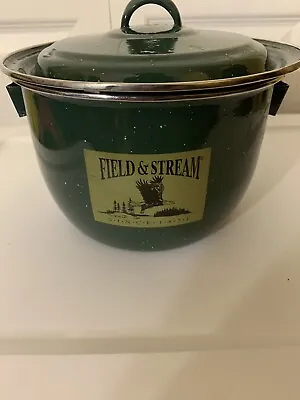 Field & Stream Green Enamelware Metal Kettle Pot No Handle Dishwasher Safe • $31.98