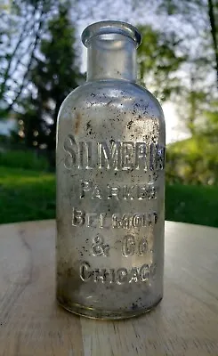 Rare Antique Silmerine Hair Tonic Bottle Parker Belmont Chicago IL Vintage Glass • $24.95