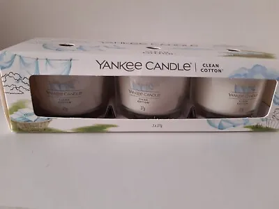 Yankee Candle Clean Cotton Glass Filled Votives Gift Set • £7