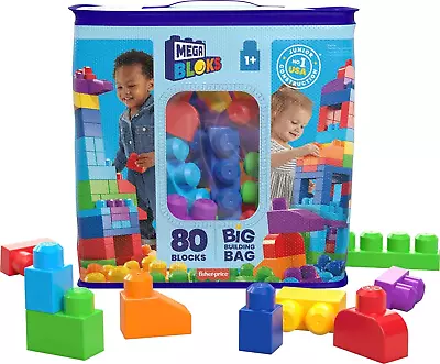 MEGA BLOKS Fisher-Price Toddler Block Toys Big Building Bag With 80 Pieces And  • $32.98