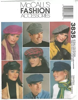 2002 McCall's Fashion Accessories 3835 Unisex Lined Hats Sewing Pattern Uncut • $6