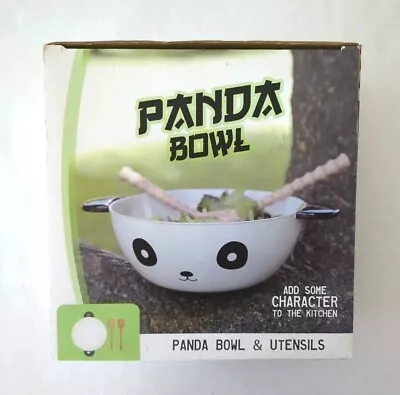 PANDA Bowl With Utensils Thumbs Up Kitchen Salad Serving Bamboo Style Novelty  • $19.99