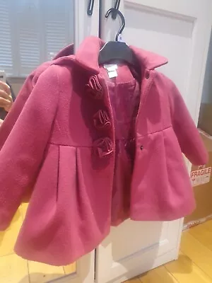 Monsoon Coat 18-24 Months Baby Girl Rose Buttons • £5