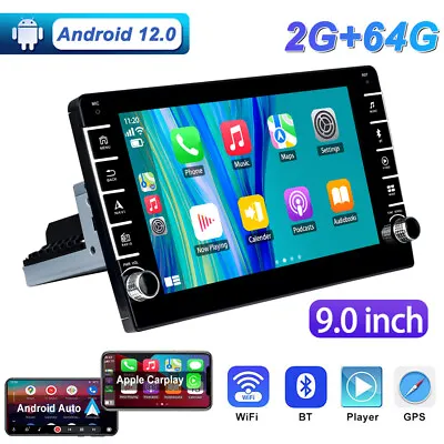 9''Single Din 2+64G Android 12 Car Monitor Stereo For Apple Carplay WiFi GPS FM • $129.99