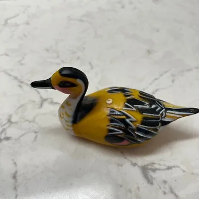 Vintage Miniature Yellow Black Duck Figurine Collectibles Gift Home Decor • $7.98