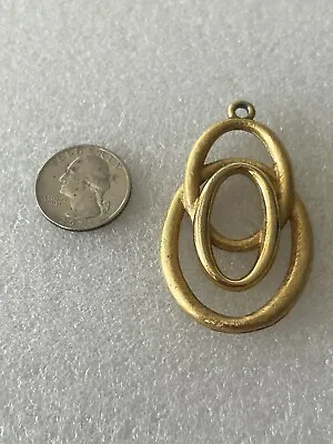 Vintage CROWN TRIFARI Gold Tone Oval Modernist Pendant. • $10