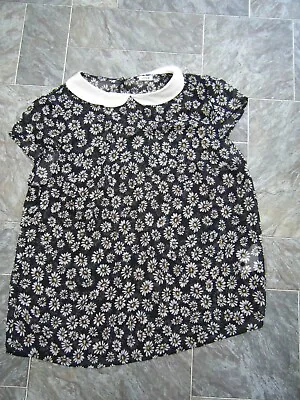 Pimkie ~ Ladies Black  Daisy Print  Sheer Blouse / Top ~ Size M (UK10) • £3.99