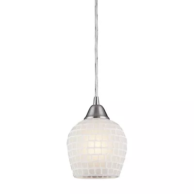 ELK Lighting Fusion 1-Light 5  Mini Pendant Nickel/White Mosaic - 528-1WHT • $120