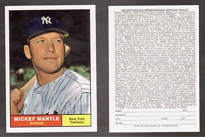 1996 Topps #11 Mickey Mantle Redemption 1961 Topps • $12.95