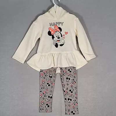Disney Minnie Mouse Fleece Pullover Fleece Hoodie & Leggings Set Cross Front 4T • $15