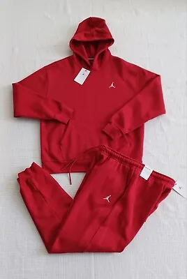 New Men’s Air Jordan Fleece Sweatsuit (hoodie + Pants) Red/white ~ Size Large  • $189