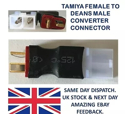 Tamiya FEMALE To Deans T Plug MALE Adapter Converter Connectors Lipo Battery RC • £5.95