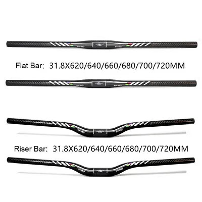 Full Carbon Fiber Mtb Bike Handlebar Bicycle Flat Riser Bar 31.8mm 120g Glossy • $29.99