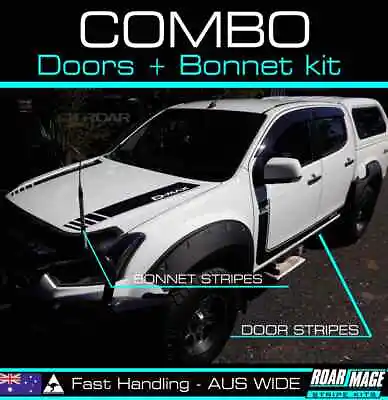 AM BONNET & DOORS Decals Fit 2012-2020 Isuzu Dmax  Stripes Sticker Kit D-max  • $189
