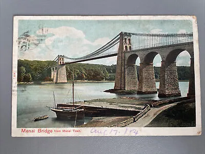 Vintage Postcard Menai Bridge From Menai Town • £0.50