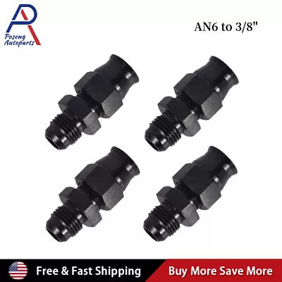 4Pcs 6AN To 3/8  Tube Hardline Fuel Line Adapter Fitting Tubing Compression • $12.32