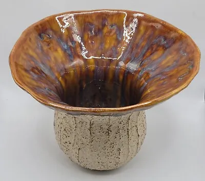 Art Pottery Textured Mushroom Shaped Vase Artisan Signed  P.W. '13  • $36