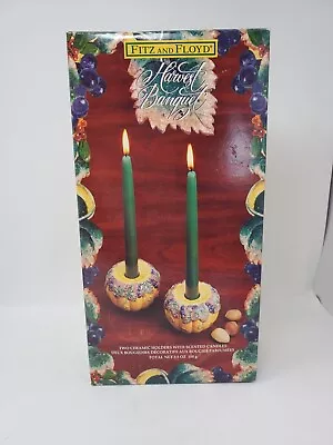 Fitz And Floyd Harvest Banquet Pumpkin Fall Thanksgiving Candle Holders NiB • $19.99