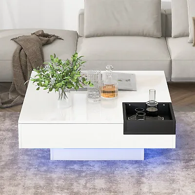 LED Coffee Table W/ Light High Gloss Center Cocktail Tables Modern Living Room • $176.99