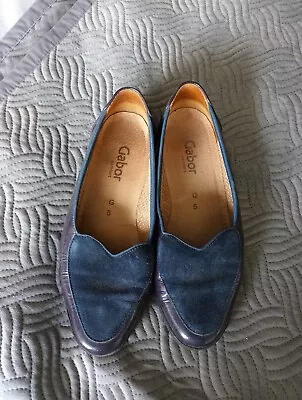 Gabor Navy Suede & Patent Wedge Shoes Size 5 G • £10