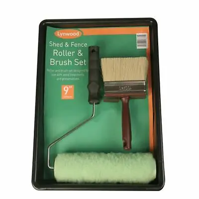 Trojan 9  Shed & Fence Roller Set Complete Decking Paint Kit Block Brush Tray • £8.95