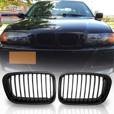 Matte Black Front Kidney Grille For BMW 1998-2001 E46 328i 325i 330i 320i Sedan • $25.98