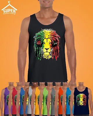 Rasta Lion Tank Top Smoker Rave Headphone  Jamaica Colors Tank Top Tee • $21.19