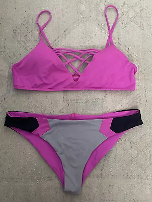 L Space Jamie Hot Pink Fuchsia Bikini  Top Sz LW/ Reversible Bottoms Sz M • $30