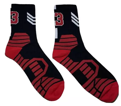 Michael Jordan Basketball Socks #23 Black & Red Chicago Bulls Nba Sports Socks • $12.99