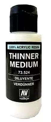 Vallejo Thinner Medium 60ml Bottle - Hobby And Model Acrylic Paint - #73524 • $6.63