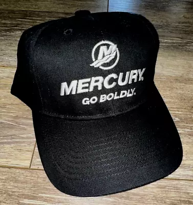 Brand New! Mercury Marine Hat Cap Outboard Motor Go Boldly Boat Black Adjustable • $21.98