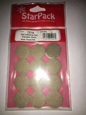 12 Self Adhesive Pad 25mm Thick Felt 4mm Protector Furniture Cover Floor Sticky • £2.09