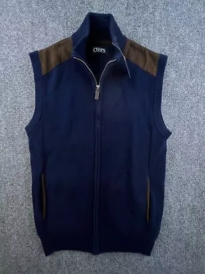 NWT Chaps Cardigan Vest Sleeveless Sweater Blue Adult Men's Medium Full Zipper • $27.13
