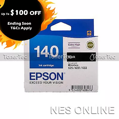 Epson 140 Extra High Yield BLACK INK WorkForce WF-3520/WF-3530/WF-3540 P/N:T1401 • $44.92