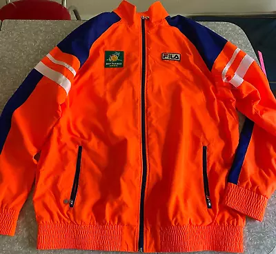 Fila Orange Blue BNP Paribas Open Tennis Full Zip XL Staff Jacket Windbreaker • $28.89