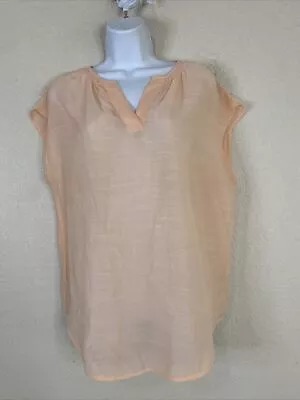 Maurices Womens Size S Peach V-neck Popover Blouse Cap Sleeve • $6.32